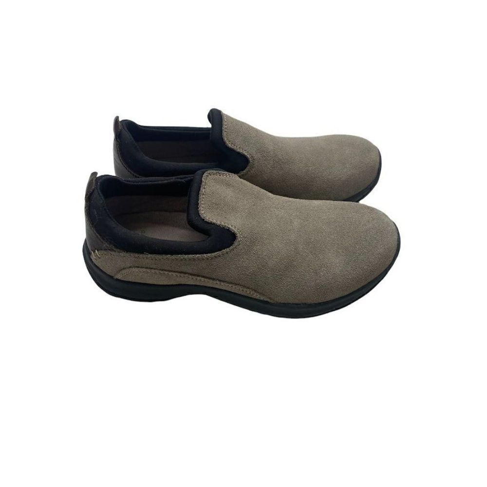 Womens LANDS END Suede Gray Brown Black All Weather Slip On Moc Shoes Sz 7 7B - Picture 5 of 8